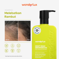 Wonderlux Drop Dead Growgeous! Sampo Pertumbuhan Rambut Densifying Untuk Kulit Kepala Sensitif Sampo Rambut Tipis dan Rontok 250ml Bebas SLS & SLES