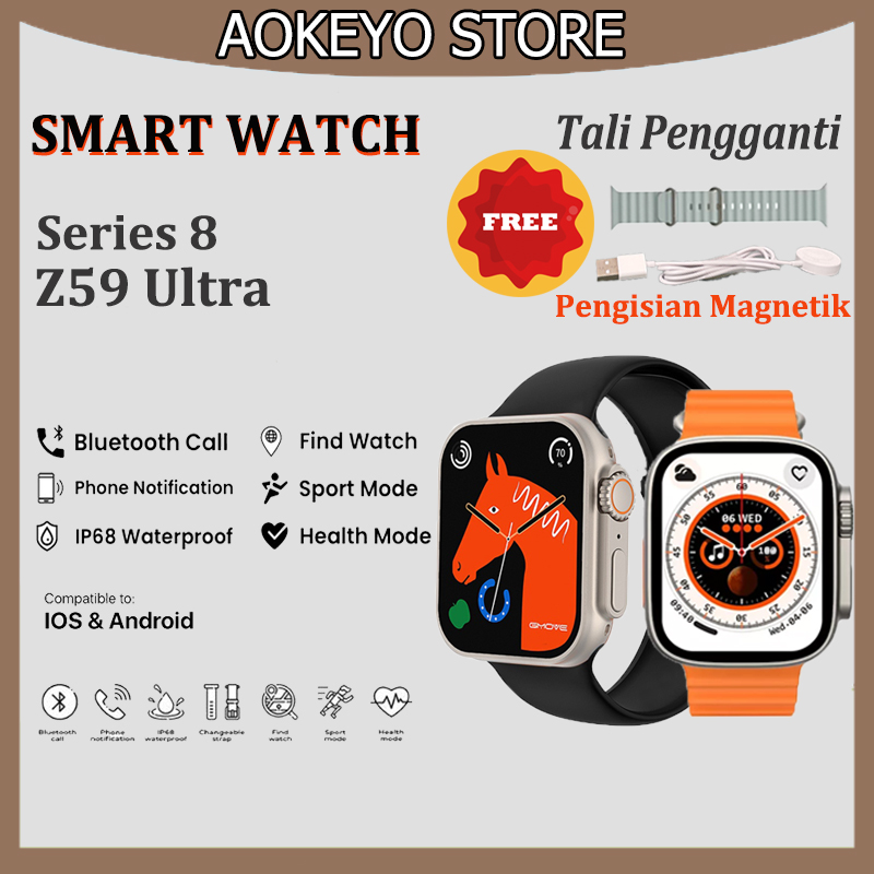 Aokeyo Smart watch Series 8 Ultra Bluetooth Full Touch Screen Phone Call IP68 Waterproof Custom Watch Face Body Temperature Sports