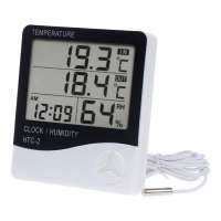 HTC-2 Hygrometer Thermometer Digital Suhu Ruangan Clock Termometer HTC 2 Temperature Humidity Jam Digital