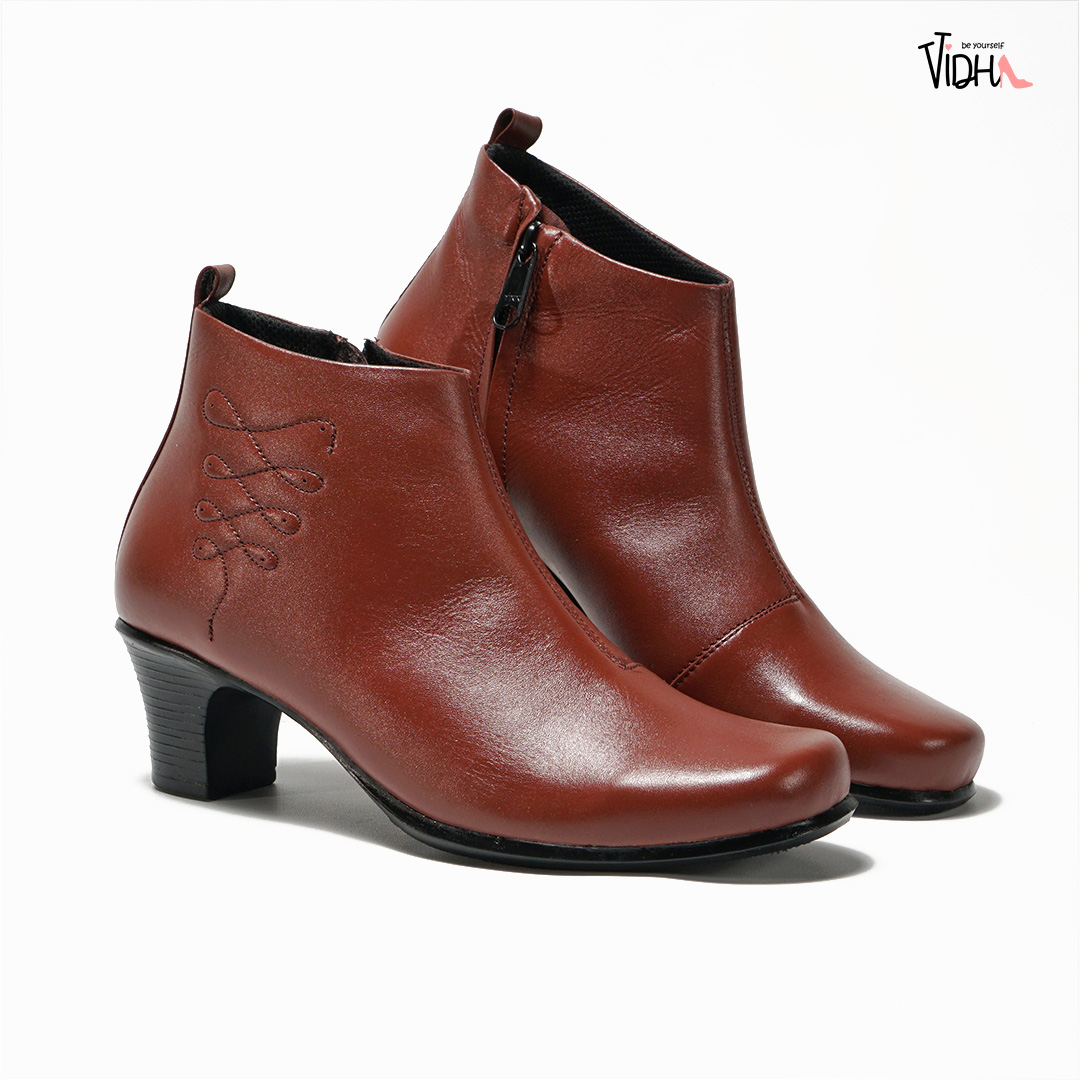 Sepatu Wanita Boots Kulit Formal Vidha MeiFa Boots Zipper Hak 5cm BV2001 sepatu wanita boots kulit formal vidha meifa boots zipper hak 5cm bv2001