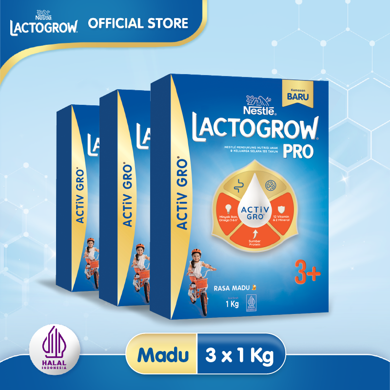 [Paket isi 3] Lactogrow PRO 3+ Honey 1kg