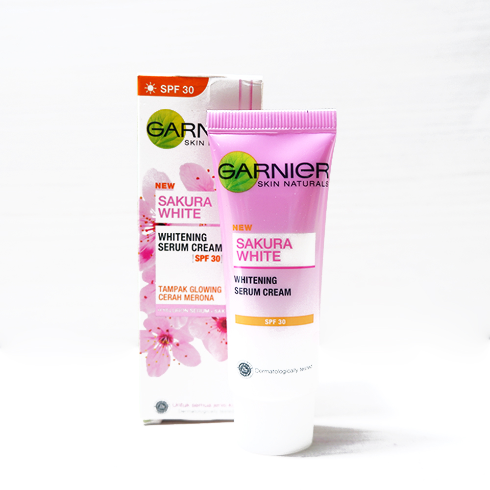Garnier Sakura Whitening Serum Day Cream SPF 30 Pinkish Radiance Day Cream 20ml - Untuk Kuit Normal Kering