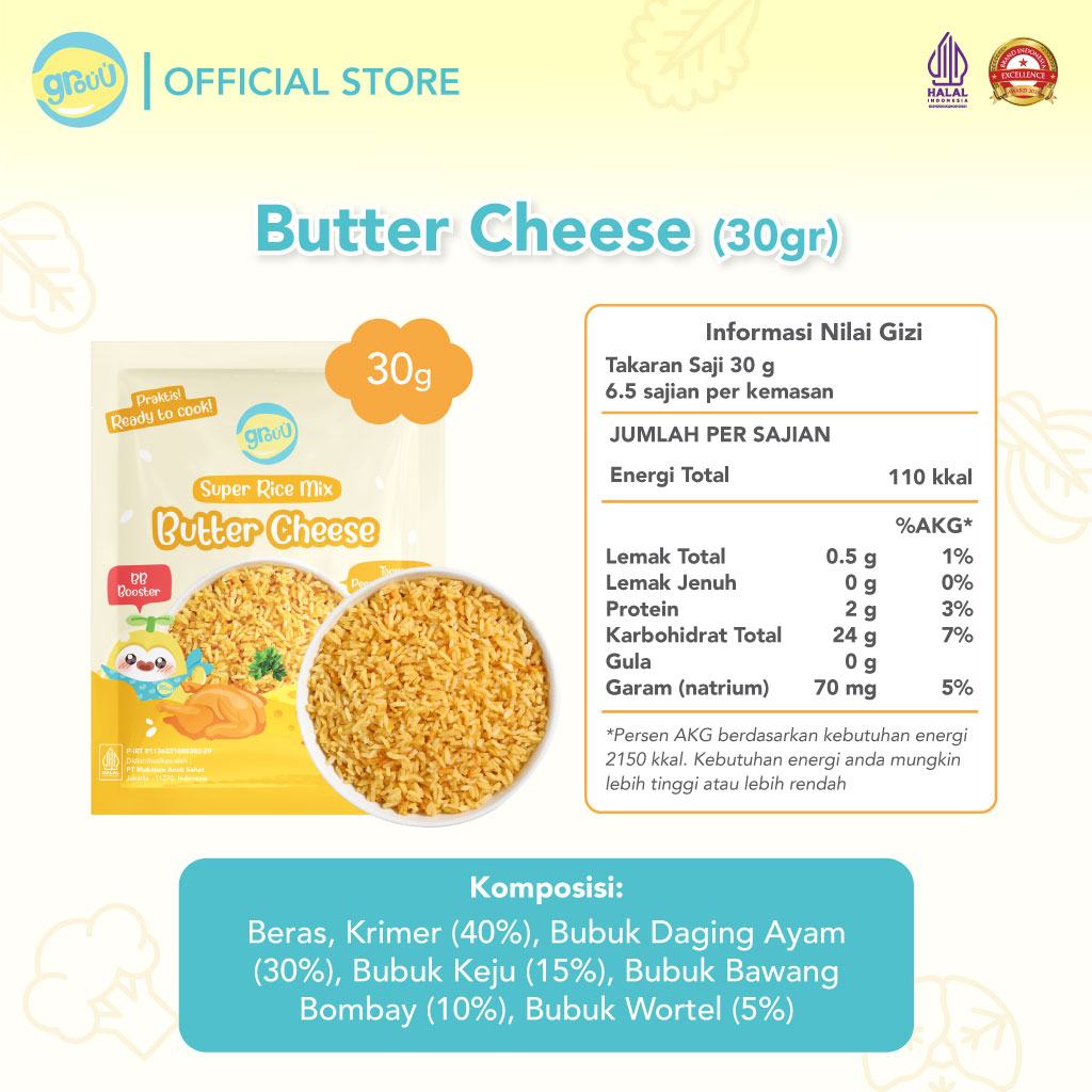 Grouu - Super Rice Mix Beras MPASI BB Booster BB Rice Nasi Instan - 200gr - NO MSG/Bahan Alami