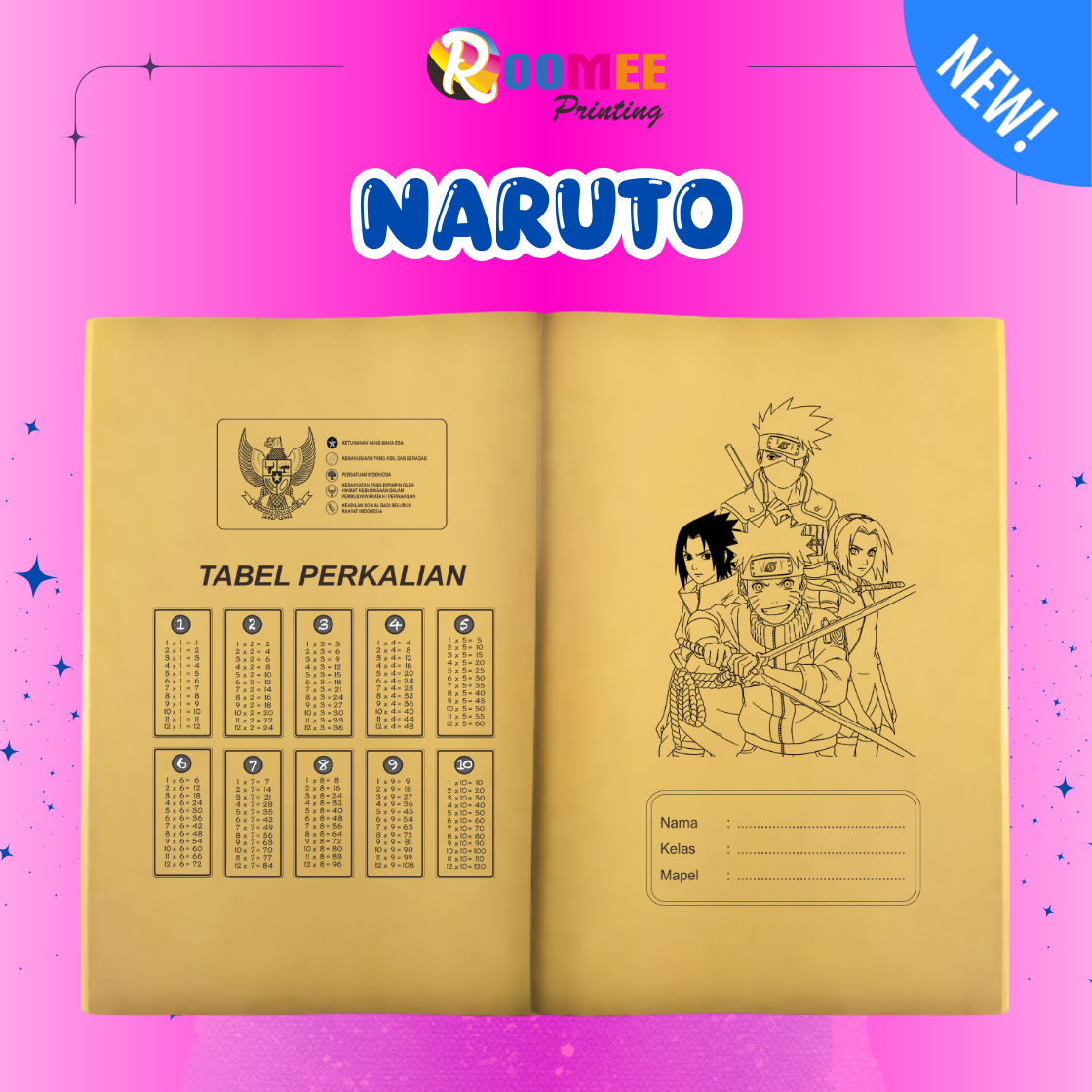 (ISI 20/10 LEMBAR) SAMPUL BUKU COKLAT KARAKTER KERTAS SAMSON UNTUK BUKU TULIS KWARTO (SIDU) & BOXY (CAMPUS)