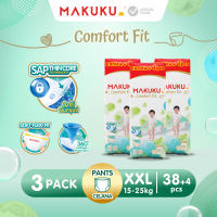 [3 PACK] Makuku SAP Diapers Comfort Fit 3.0 Jumbo +4 Pack Celana / Pants Popok Bayi M42+4 / L40+4 / XL38+4
