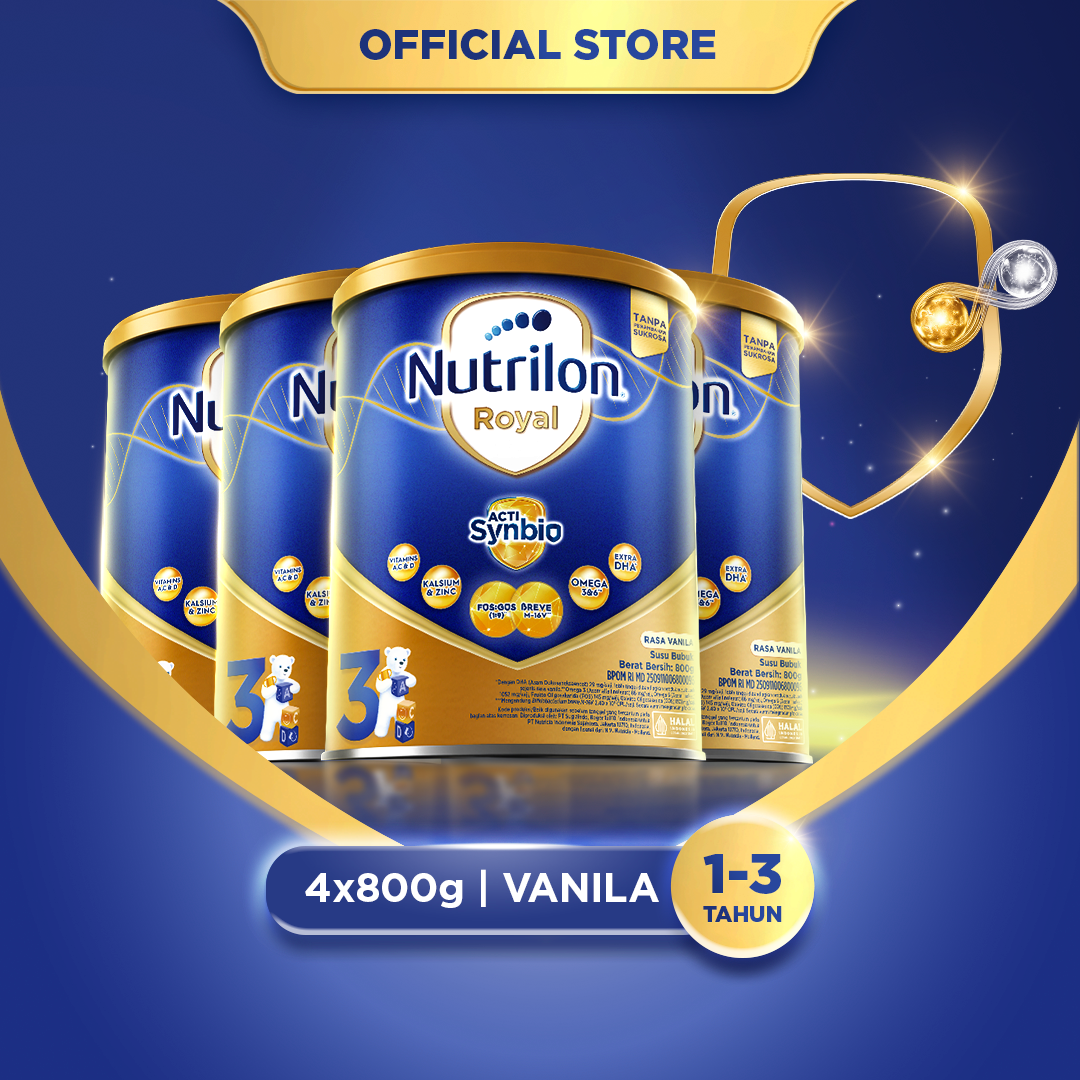 Nutrilon Royal 3 Vanila Susu Pertumbuhan Bubuk 4x800gr - Untuk Usia 1-3 Tahun