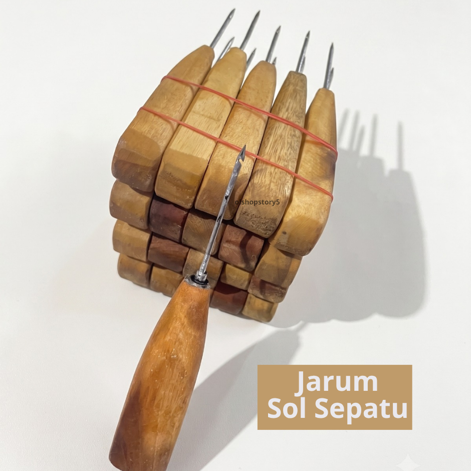 Jarum Sol Sepatu Gagang Kayu Berkualitas / Alat Jahit Sandal Sepatu Manual Tebal Kuat G