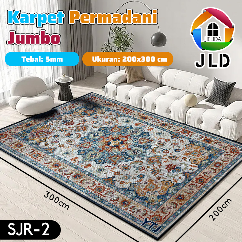 JieLiDa Karpet Lantai Import Motif Abstrak Elegan 200x300cm Ruang Tamu Anti Slip Minimalis Modern