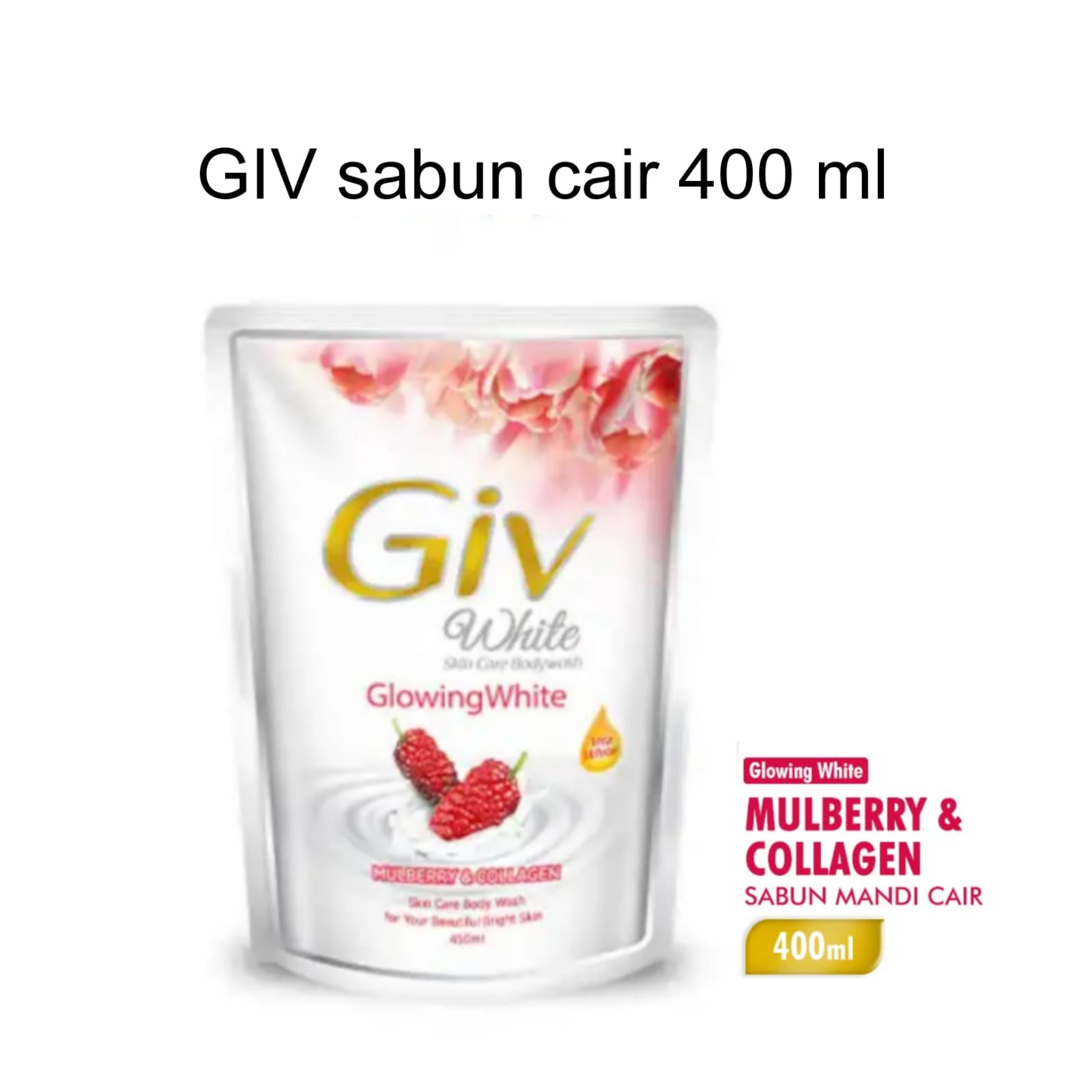 Giv White Sabun Mandi Cair Mulberry & Collagen Pouch 825 ml