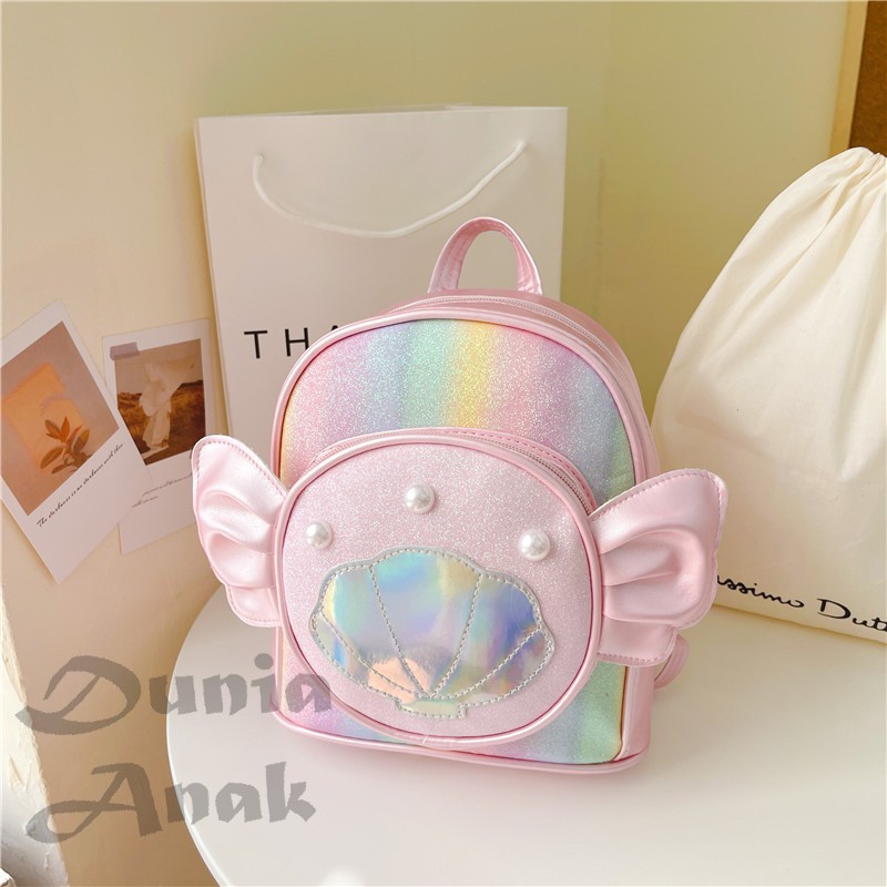 TAS RANSEL MINI ANAK PEREMPUAN / RANSEL MINI TERBARU MOTIF KERANG MUTIARA KEKINIAN / TAS PUNGGUNG ANAK BERKUALITAS