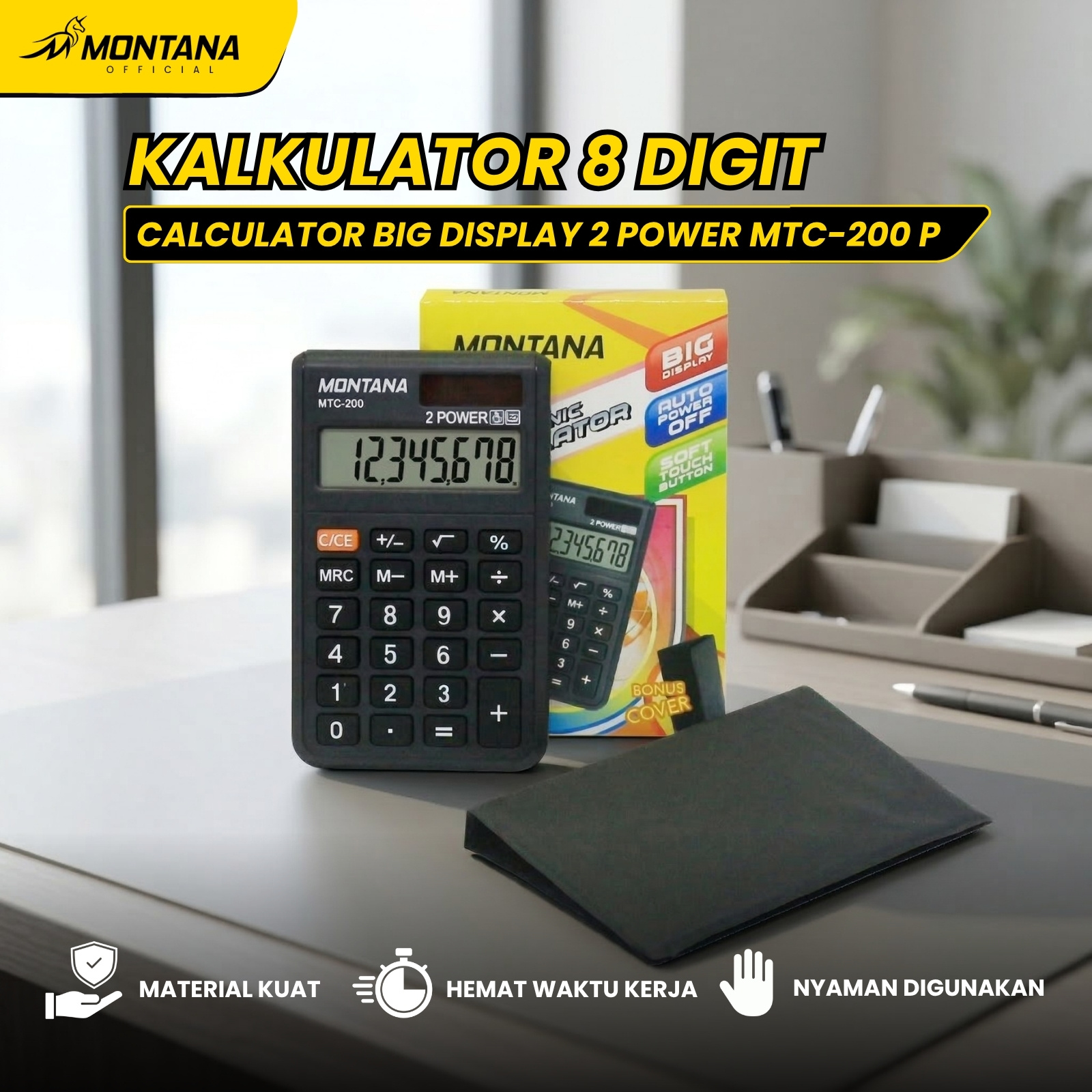 MONTANA Kalkulator 2 Power 8 Digit Electronic Calculator Big Display MTC-200
