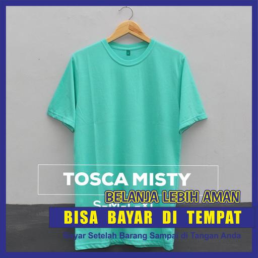 Baju Kaos Oblong Polos TOSCA MISTY / Kaos Toska Muda Tangan / Lengan Pendek Pria Wanita