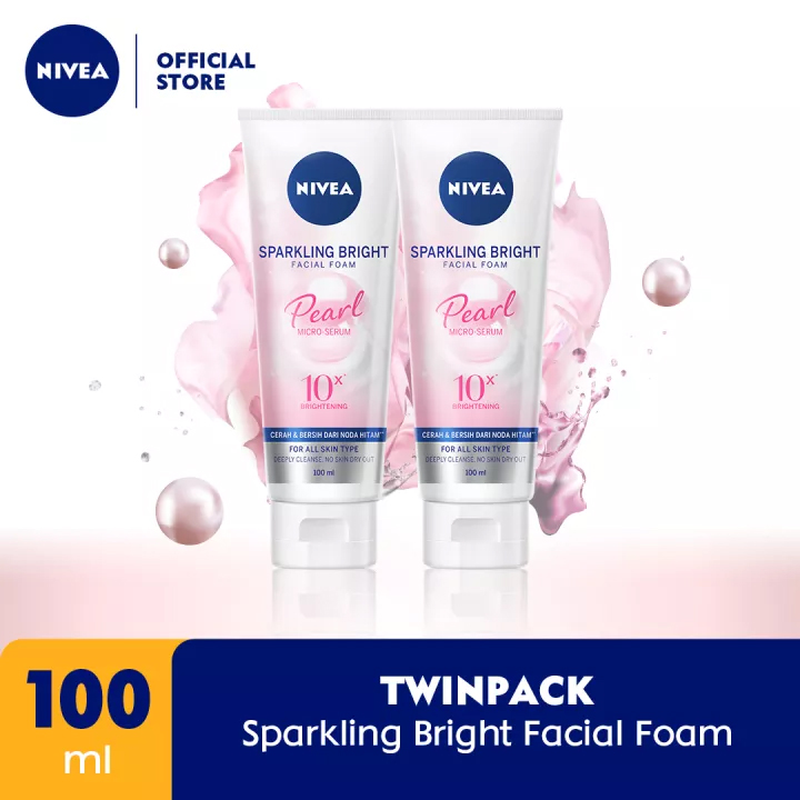 (PAKET HEMAT ISI 2) NIVEA Facial Foam Sparkling Bright 100ml - Sabun cuci muka wanita mencerahkan...