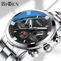 BIDEN Jam tangan pria olahraga mode Olahraga Kuarsa Jam Tangan Tahan Air Pria tali stainless steel Otomatis Tanggal Jam Tangan QUARTZ