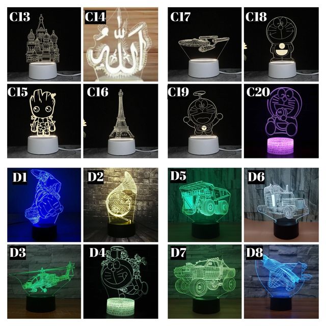 SBU Lampu Hias Led 3D / Lampu Tidur Hias Dimenci / Lampu Transparan Murah sbu lampu hias led 3d / lampu tidur hias dimenci / lampu transparan