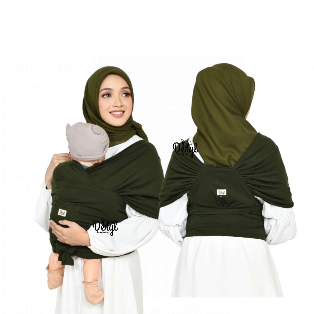 gendongan bayi depan instan Baby wrap 3in1 M shape dengan sash belt deryl