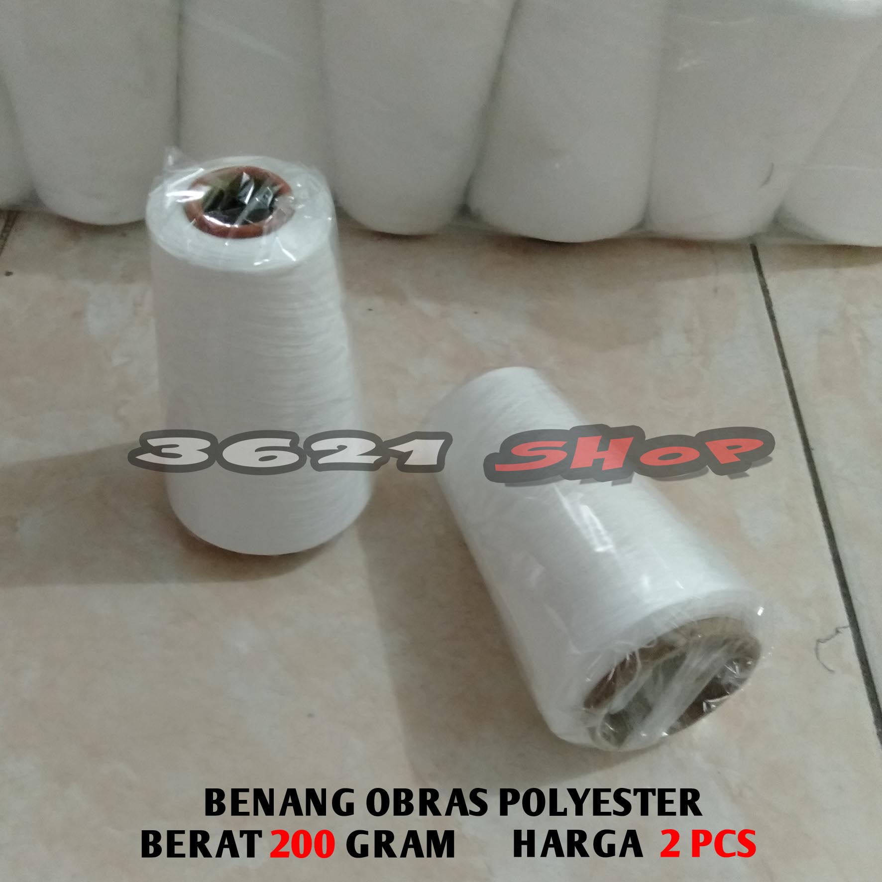 2 PCS Benang Obras Polyester Warna Putih (200 gram -+) / Benang obras murah
