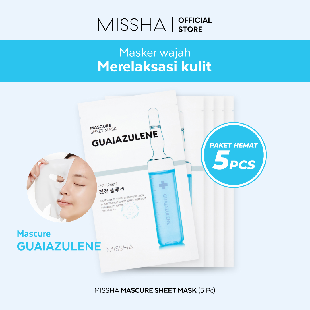 PAKET HEMAT 5 PCS MISSHA MASCURE SHEET MASK (28ml) EXP OKT 2026 - masker wajah jerawat kusam peel...