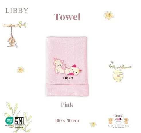 LIBBY Handuk Bordir Polos Lembut Bayi & Anak Uk.100x50 | Handuk Serap Air | Baby Towel Premium || Handuk Bayi
