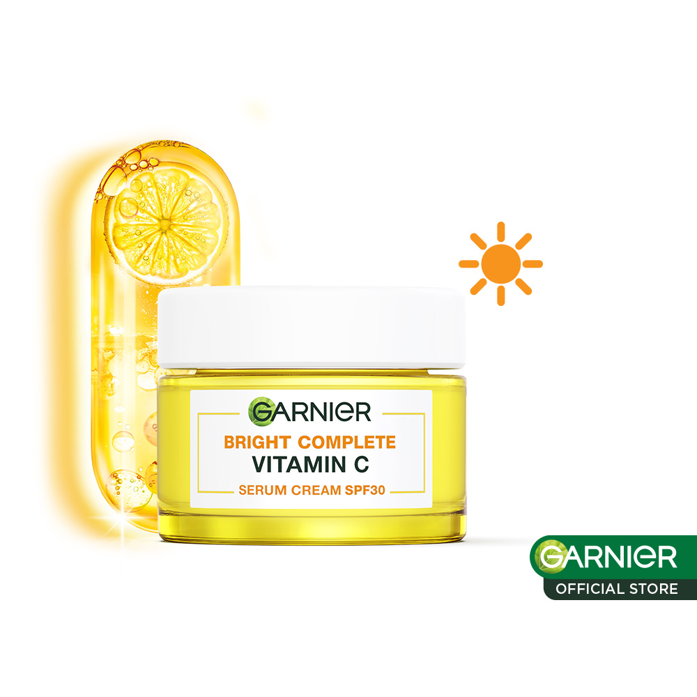Garnier Bright Complete Serum Day Cream SPF36 Skin Care (Krim Siang Dengan Sunblock Untuk Kulit C...