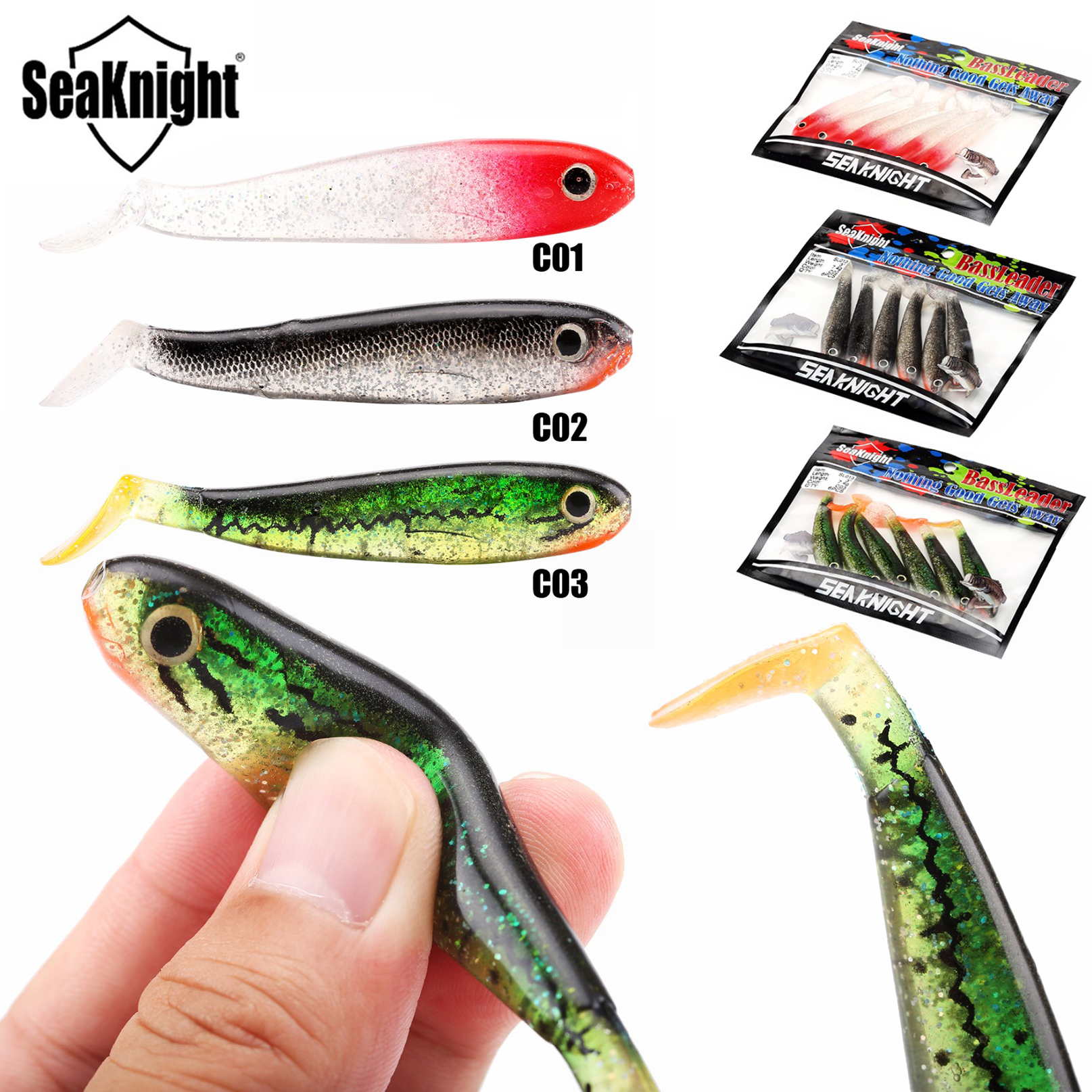 SeaKnight SL004 4pcs / Soft Fishing Lure Pouch Fish Shape 100mm 6g For  Freshwater / Saltwater