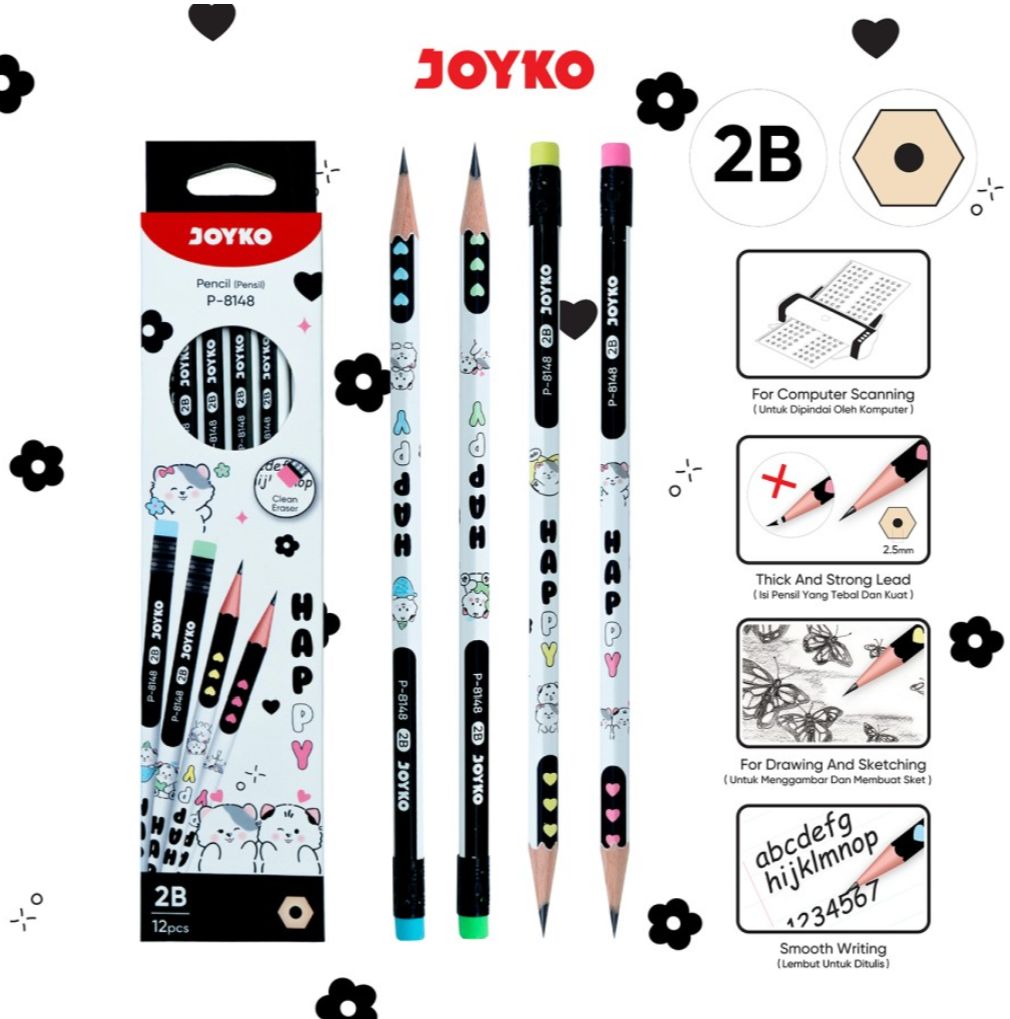 ( DAPAT 1 LUSIN ) Pensil / Pencil 2B Joyko BAGUS ASLI MURAH