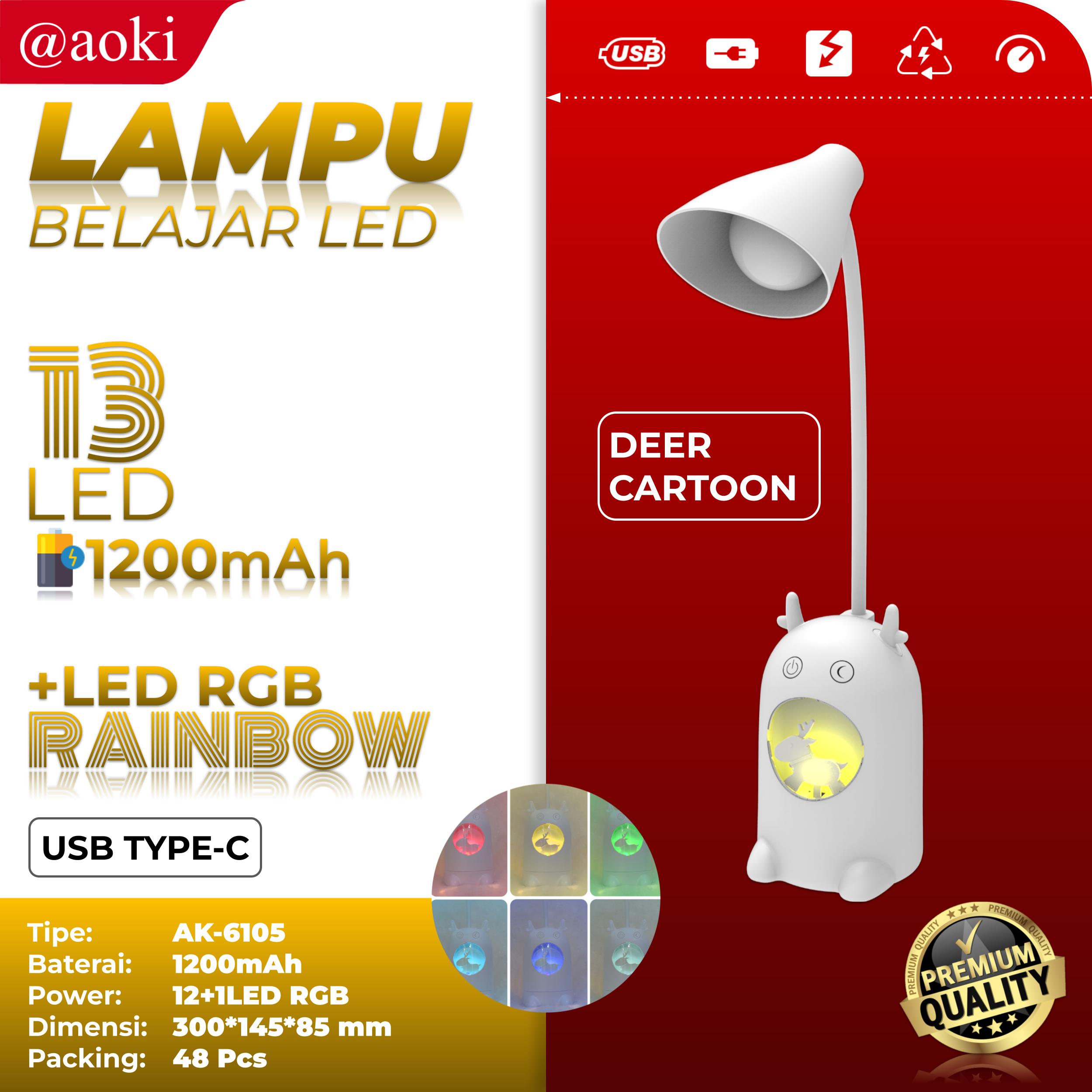 AOKI Lampu belajar Kancil rainbow tricolour sentuh Baca Meja Kerja unik lucu