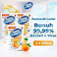 Super Pell Pembersih Lantai Pel Lantai Harum & Wangi Antibac Citrus 500ml x3