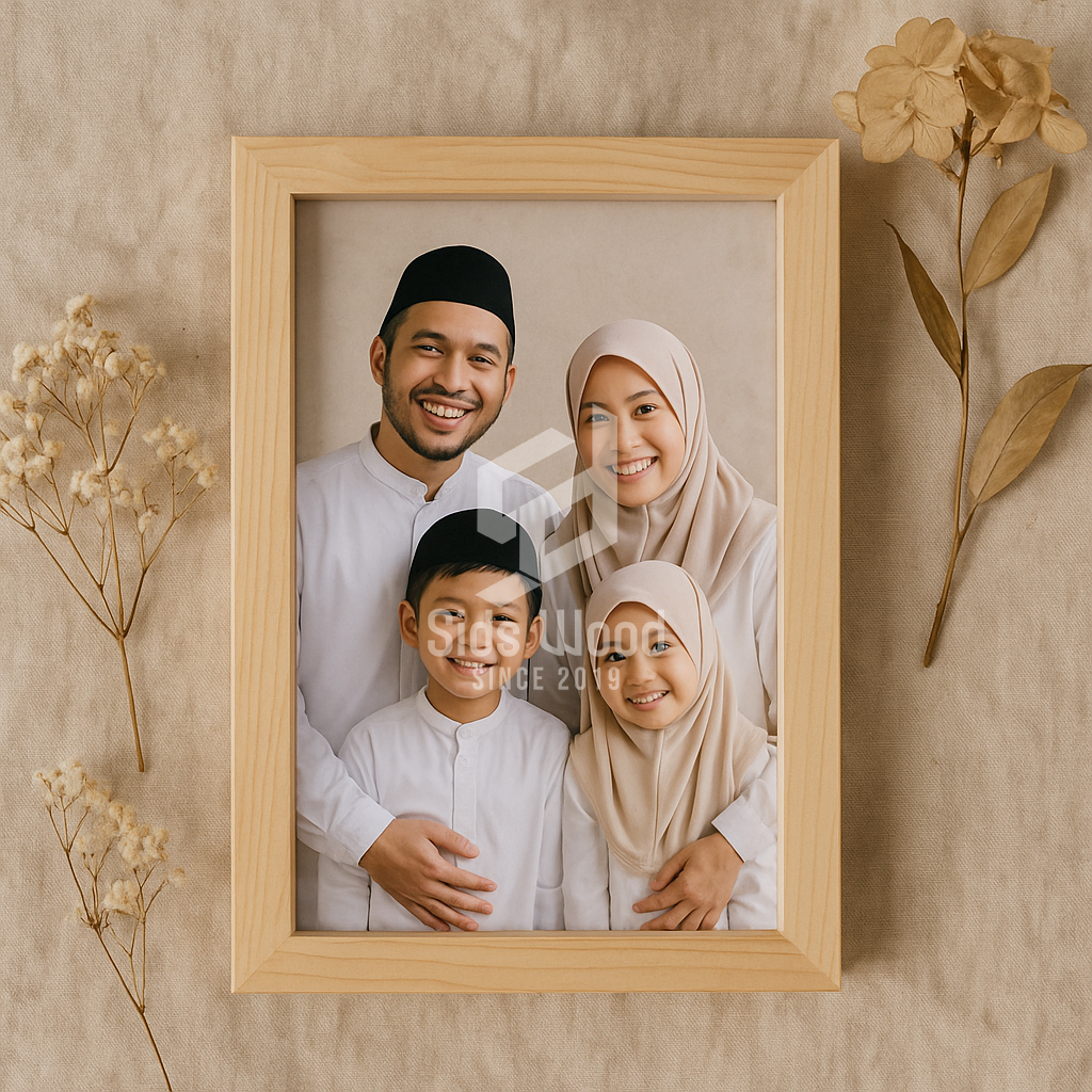 SidsWood [PG6R] Pigura Kayu Jati Belanda 6R / A5 (14.8x21 cm) – Bingkai Foto Natural Minimalis