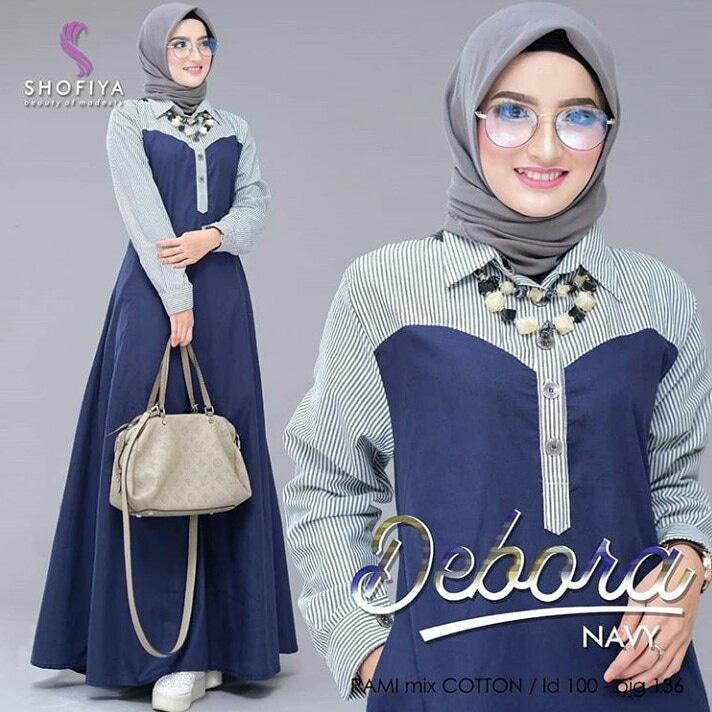 Baju Muslim Modern DEBORA DRESS MOSSCRAPE MIX KATUN Gamis Wanita Terbaru 2021 Gamis Waanita Termurah Kekinian