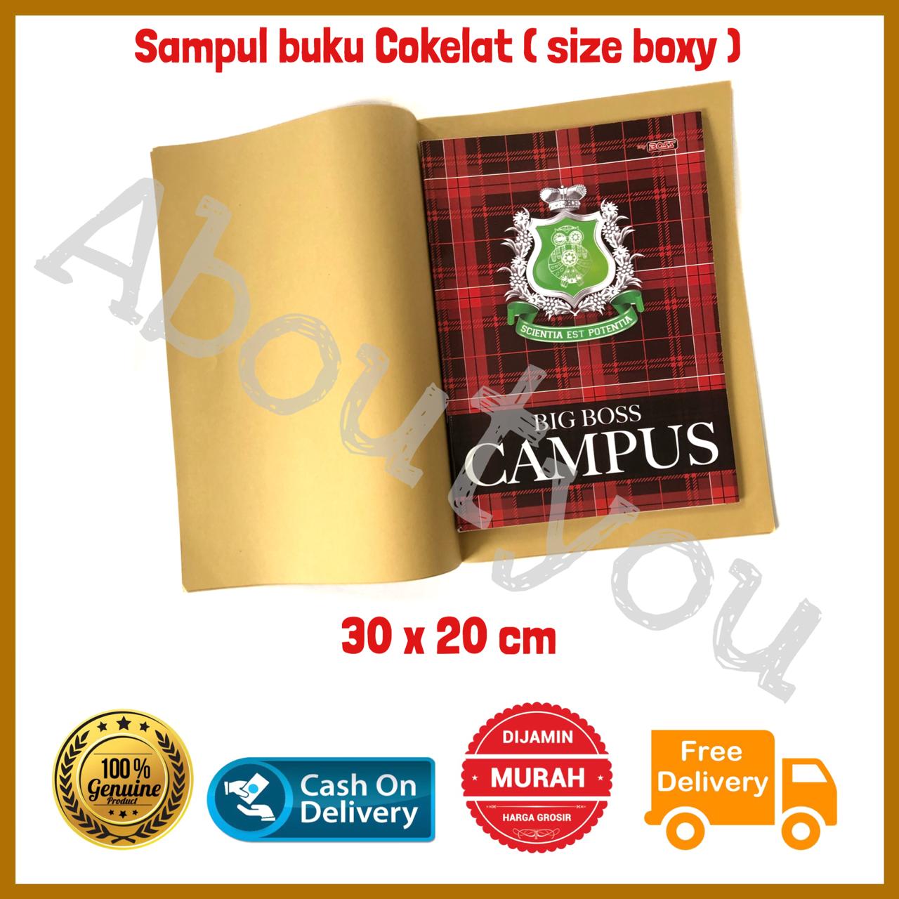 1 pack 20 lembar Sampul Buku Coklat BOXY samson tebal POLOS gambar Label Nama