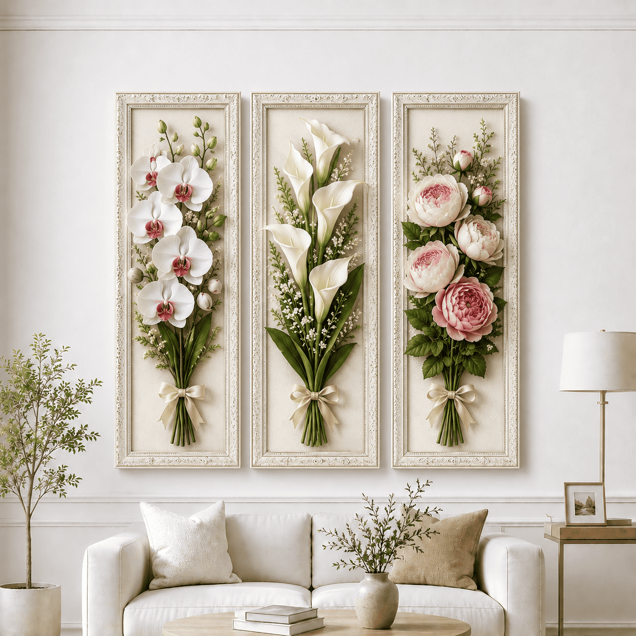3 Pcs Hiasan Dinding Estetik 3D Mewah Gambar Bunga Ukuran 10x28cm