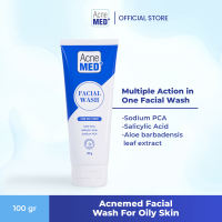 Acnemed Facial Wash for Oily Skin Pembersih Muka Kulit Berminyak 100gr [ Sabun Cuci Muka Kulit Berminyak Berjerawat Mengangkat Sel Kulit Mati Mengontrol Minyak Berlebih Melembabkan Moisturizing  Sabun Wajah Mengandung Salicylic Acid dan Aloe Vera ]