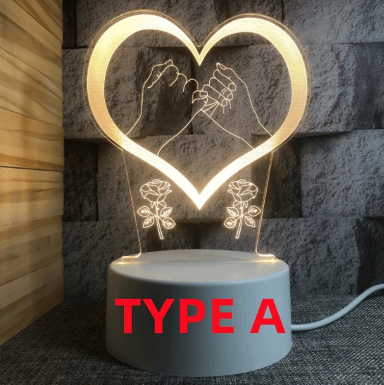Lampu Hias tidur LED 3D Acrylic Transparant/ Kaca Bening Pajangan Hiasan Hadiah Lampu Meja Acrylic LED / KABEL USB