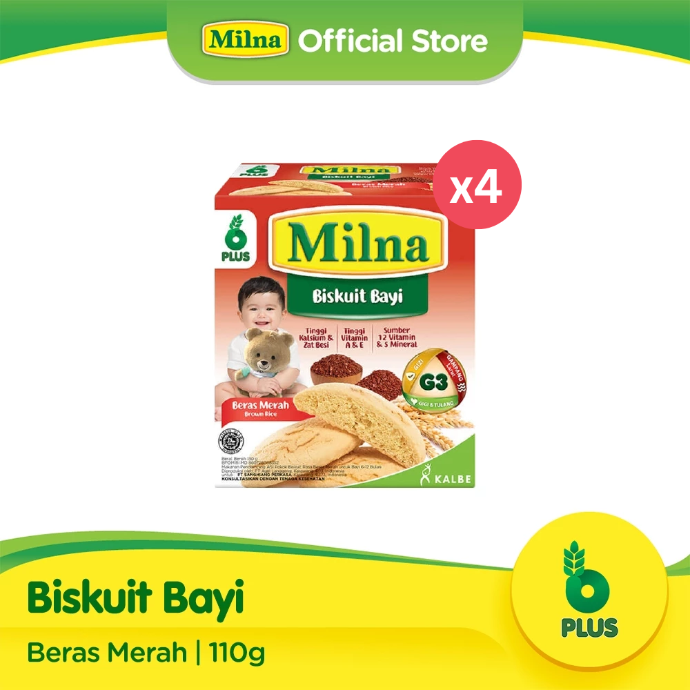 Milna Biskuit Bayi Beras Merah 110gr x4