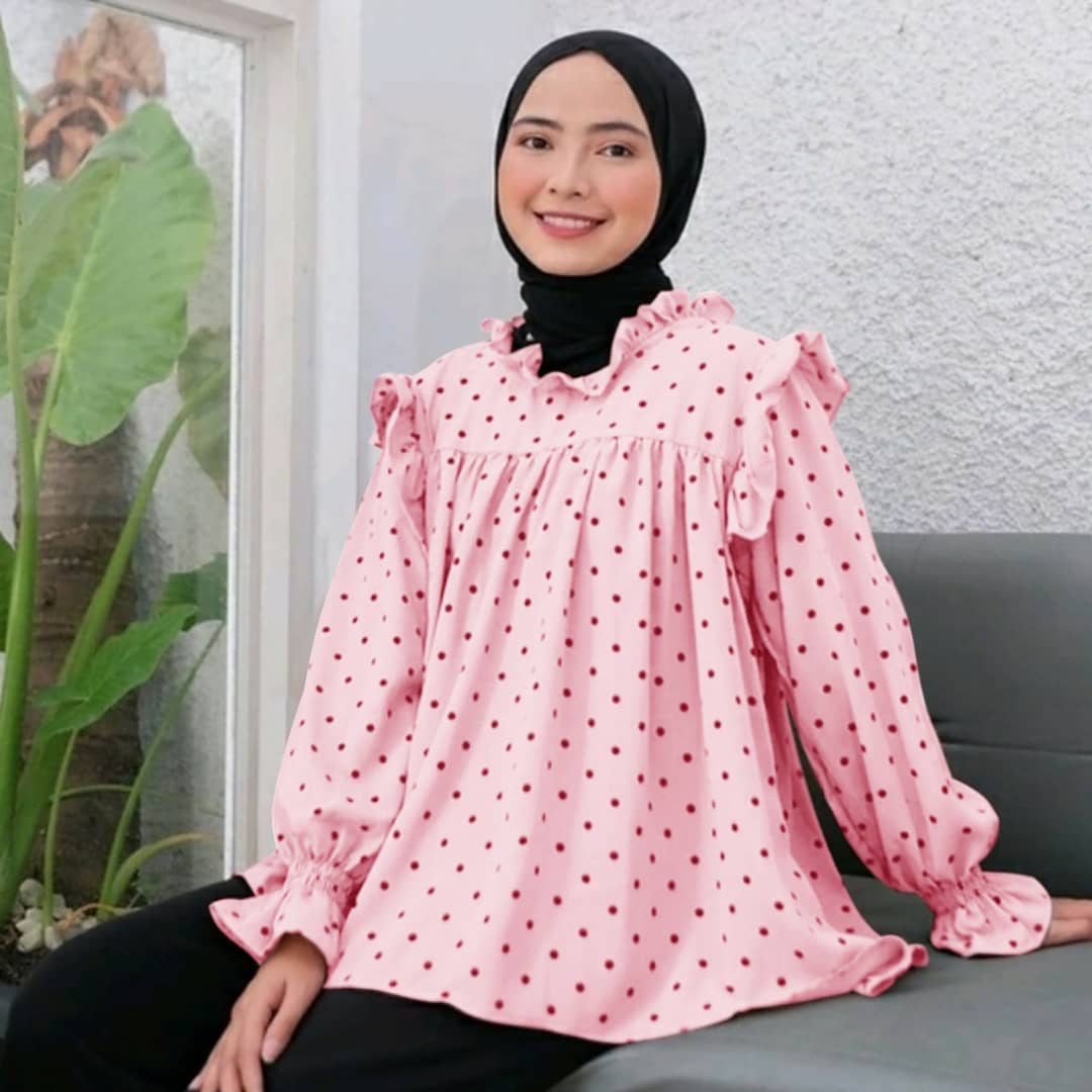 Baju Muslim Modern KEIRA BLOUSE MC MONALISA Atasan Wanita Baju Fashion Korea Terbaru 2021 Blouse Polkadot Blus Blouse Kekinian Viral Blouse Wanita Jumbo Blouse Wanita Import BEST SELLER