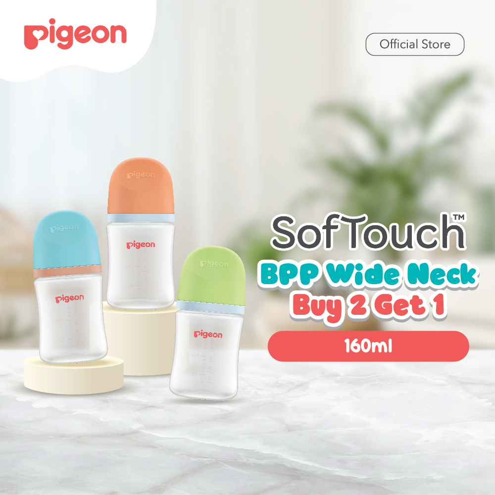 PIGEON B2G1 Botol BPP Wide Neck with SofTouch Nipple Dot | Pilih Variasi | Botol Susu Bayi | Ramah Lingkungan | Anti Kolik | Nipple Dot Lembut & Elastis | Nipple Dot Menyerupai Payudara Ibu