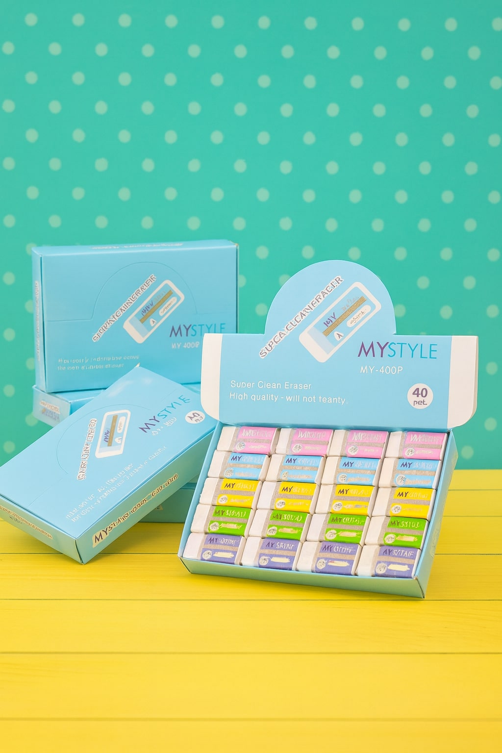 Penghapus 40 PCS Free Box Kualitas Bagus Warna Cerah Untuk Anak Sekolah