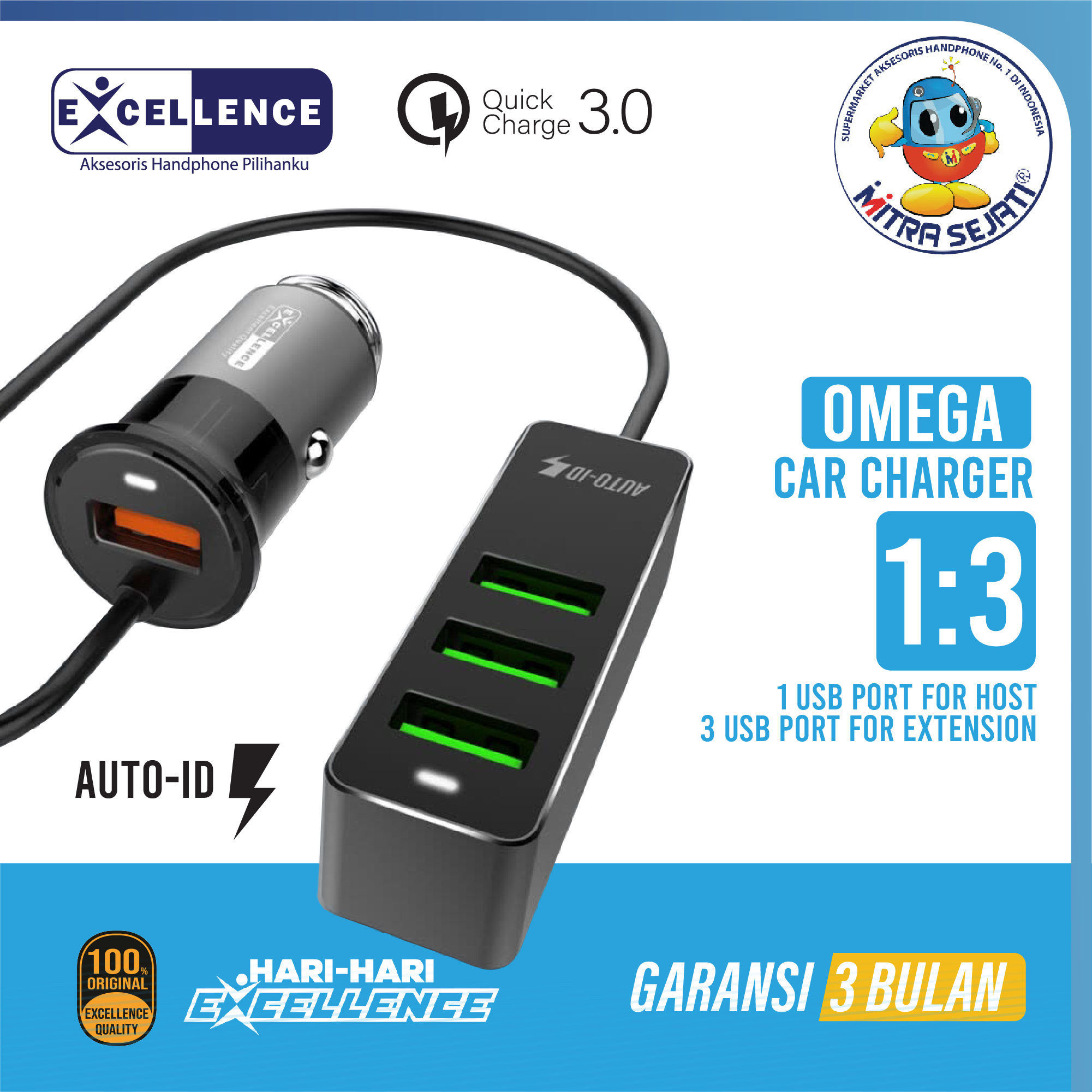 Car Charger / Charger mobil Excellence Omega 10A High Quality - APIUA10AOMEE