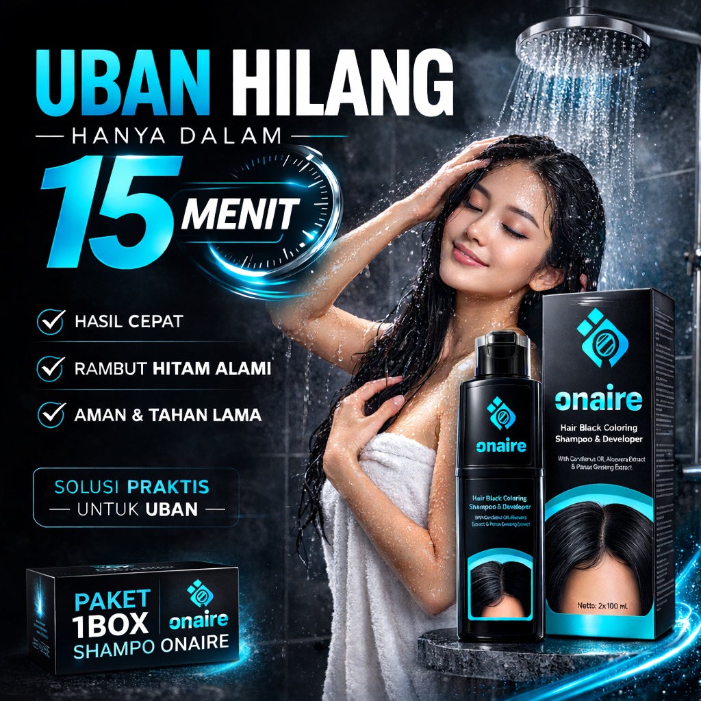 [ORIGINAL] ONAIRE Shampoo Penghilang Uban dengan Vitamin E & Kemiri Asli Menghitamkan dan Menyubu...