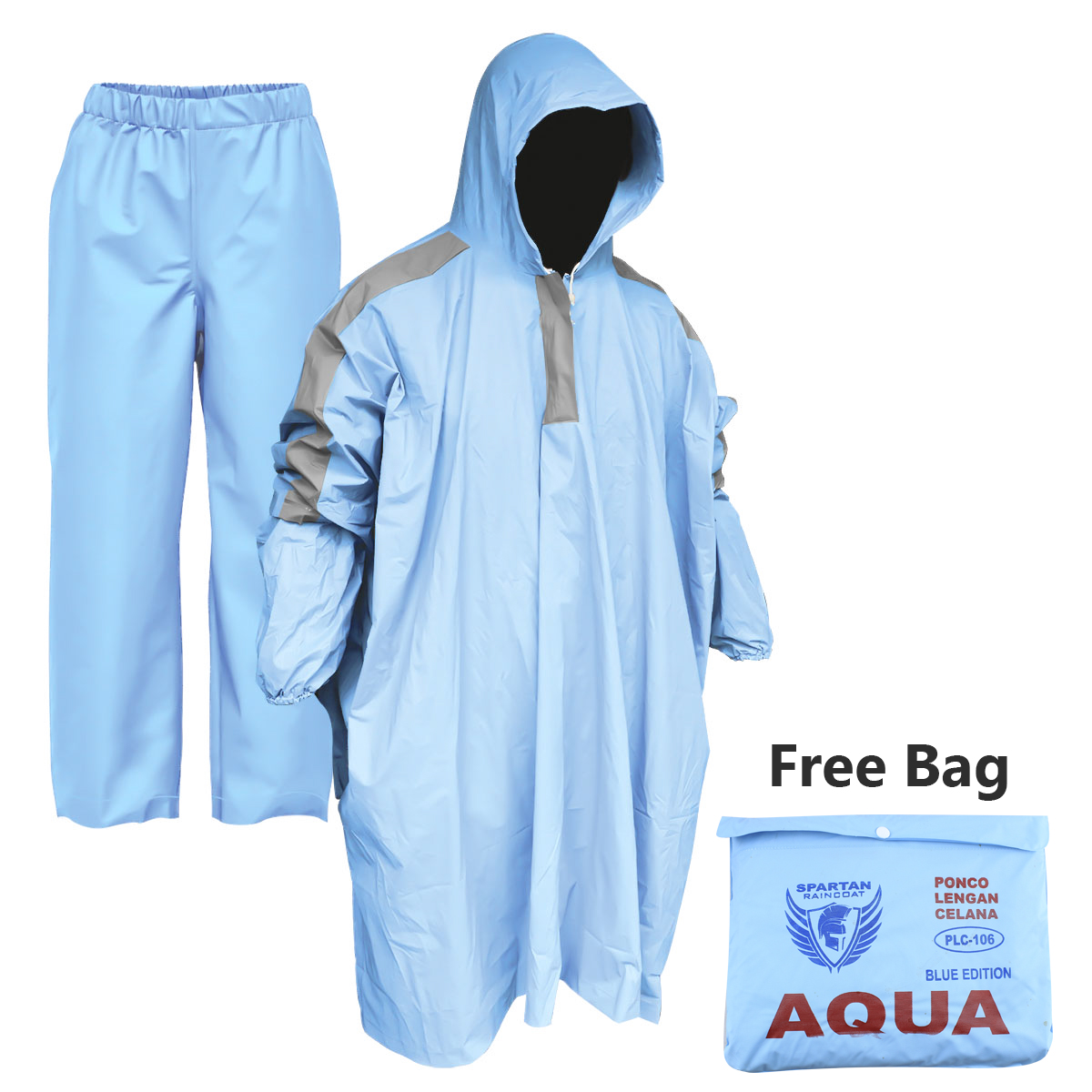 WEITECH Jas Hujan Ponco Lengan Celana Set Spartan Aqua Bahan PVC Motif Polos-PLC-106 weitech jas hujan ponco lengan celana set spartan aqua bahan pvc motif polos-plc-106
