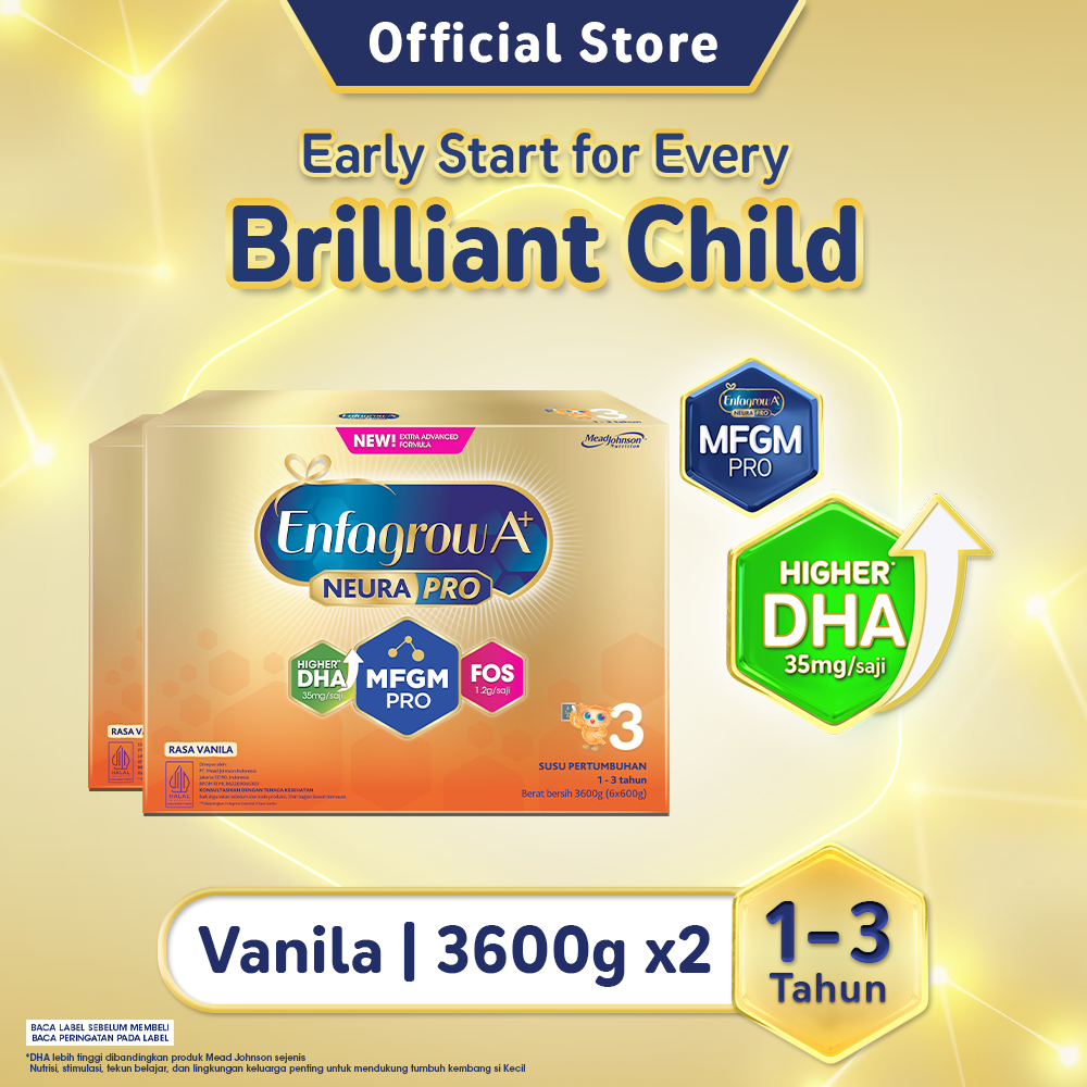 [Paket isi 2] Enfagrow A+ 3 Susu Formula 1-3 Tahun Rasa Vanila 3600gr