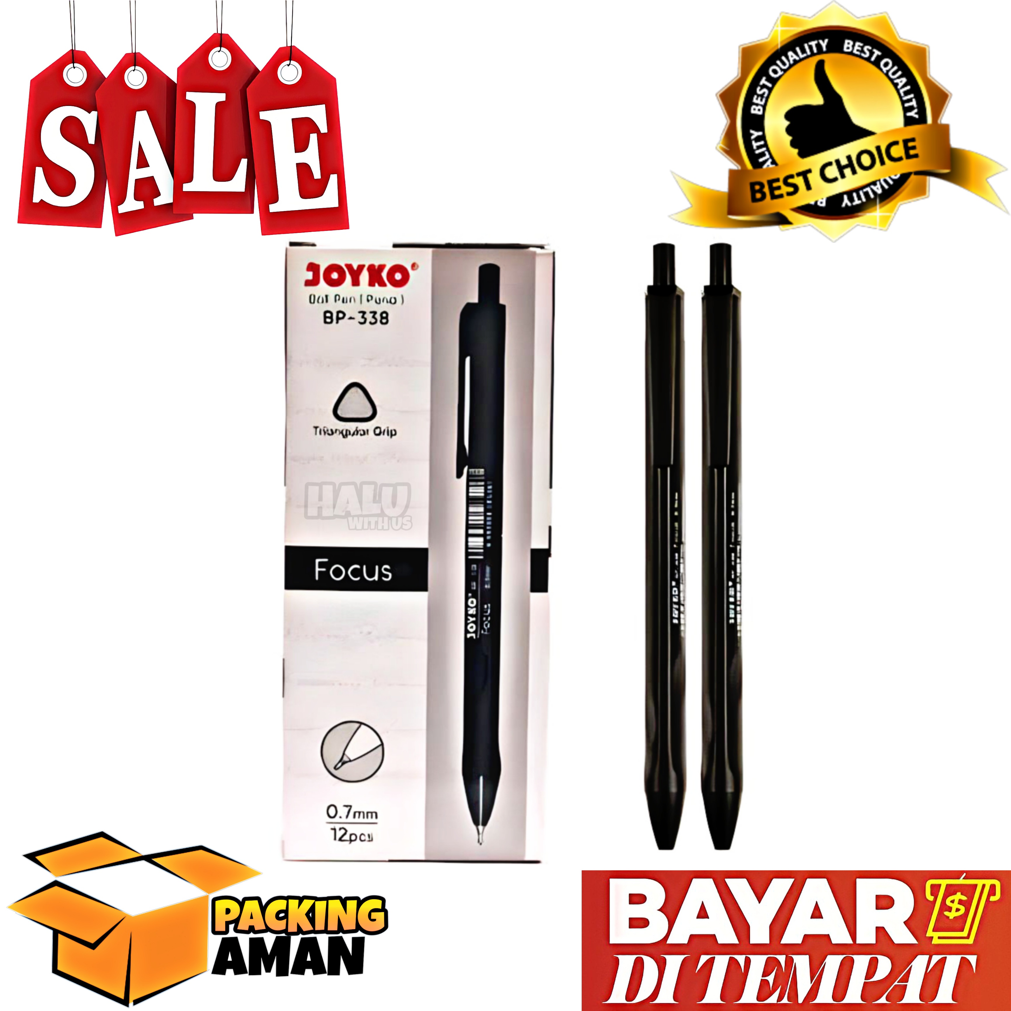 (BISA COD) PROMO 12 Pcs Ball Pen Pulpen Pena Joyko BP-338 Focus 0.7 mm