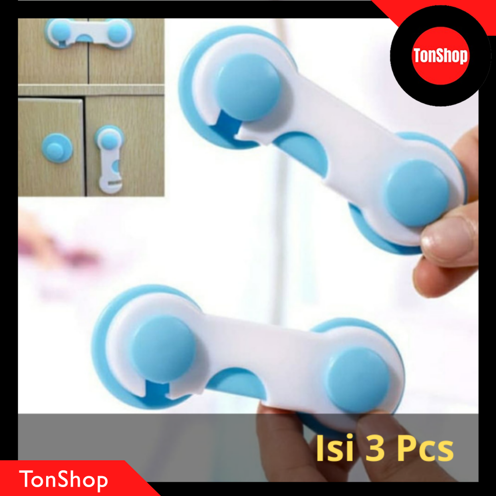 3 Pcs Pengaman Lemari / Kunci Lemari / Pengaman Laci Lemari / Pengunci Lemari / Pengunci Kulkas / Pengaman Pintu / Pengaman Kulkas / Safety Lock / Pengaman Furniture