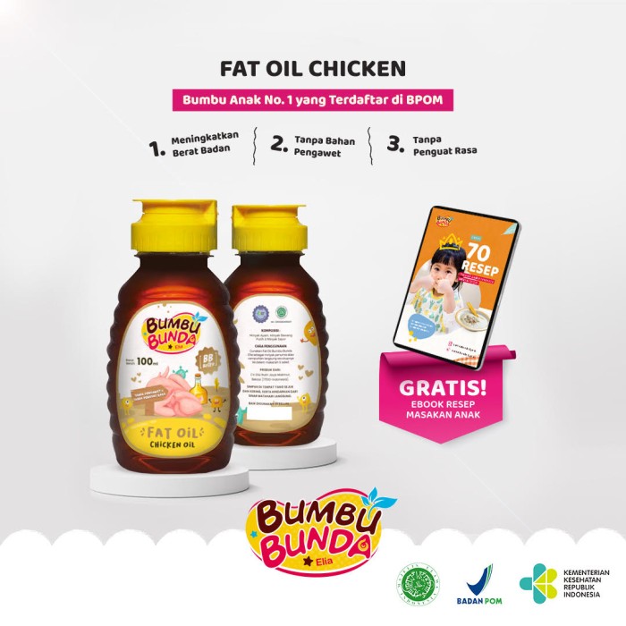 Bumbu Bunda Elia Fat Oil Chicken Oil Tanpa MSG Tanpa Pengawet BB BOSTER PENAMBAH NAFSU MAKAN ANAK Razqa baby mpasi