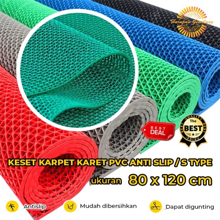 Keset Karpet Karet PVC Anti Slip Kamar Mandi Karpet Masjid 80x120cm