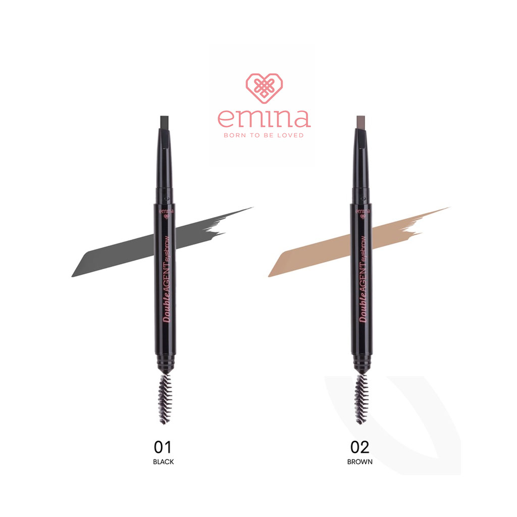 Emina Double Agent Eyebrow 0.25 gr - Eye Brow Tersedia 2 Warna Black / Brown