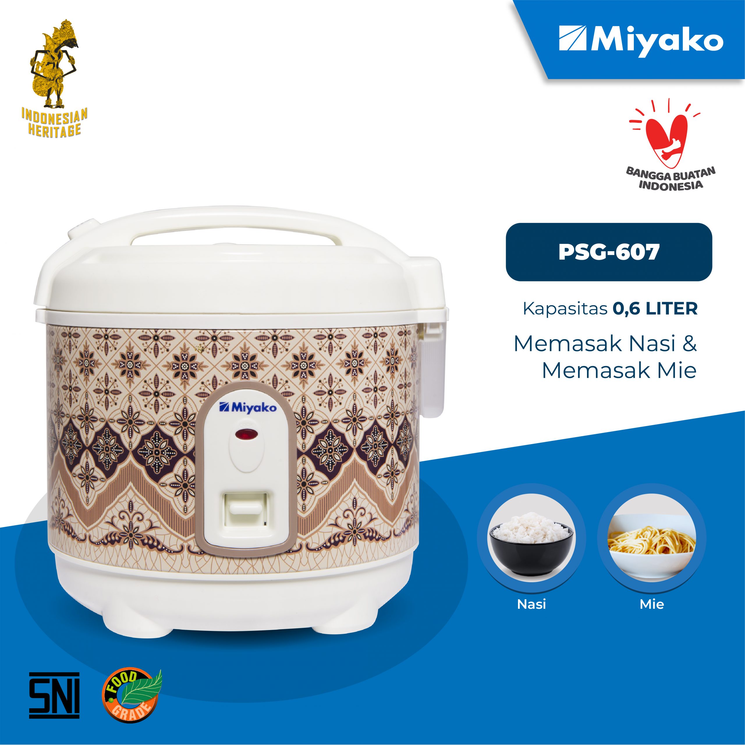 Miyako PSG-607 Multi Cooker  300 W - Rice Cooker - Penanak Nasi - Putih