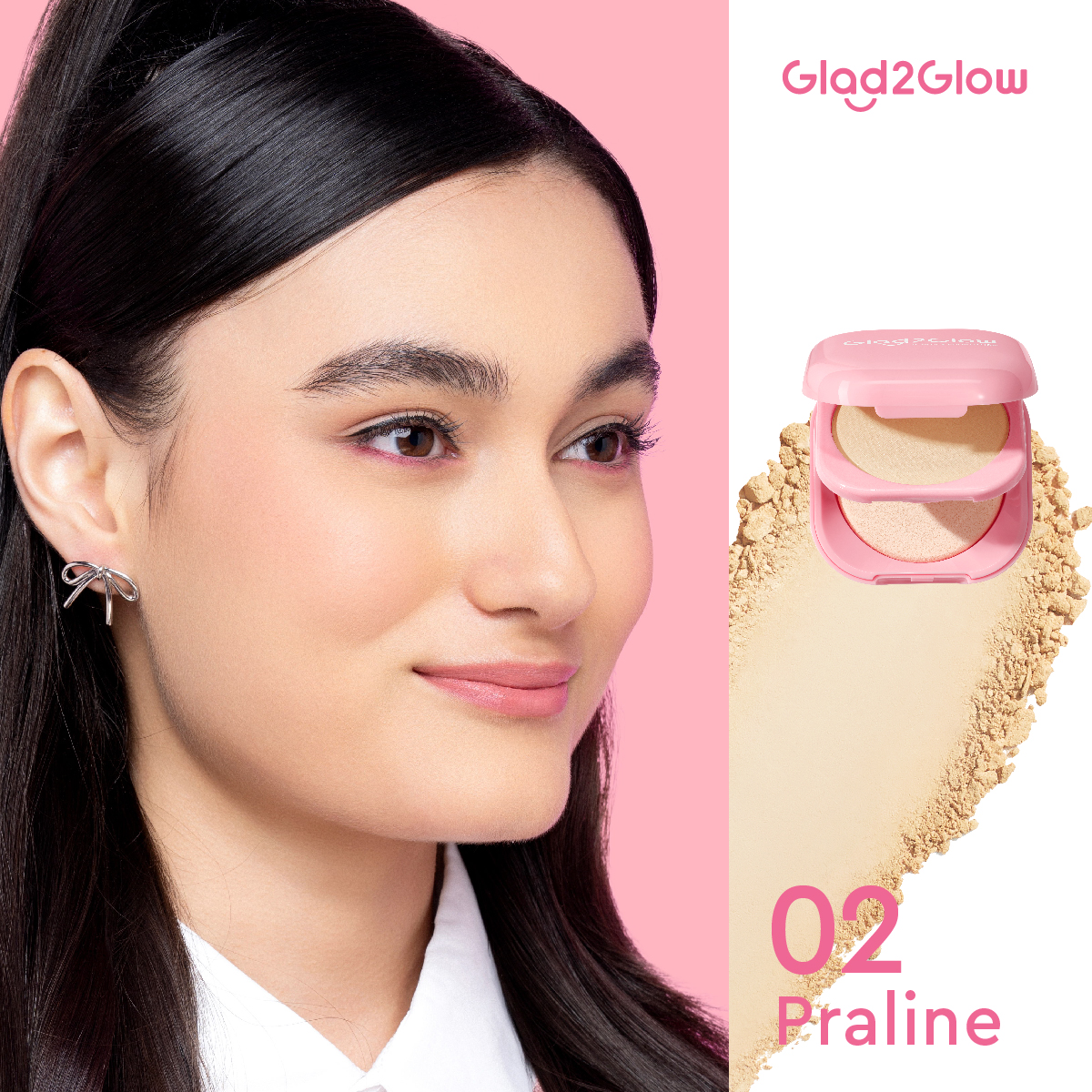 Glad2Glow Perfect Blurring Powder Foundation Glad2Glow Bedak Make Up Compact Powder Bedak Padat M...