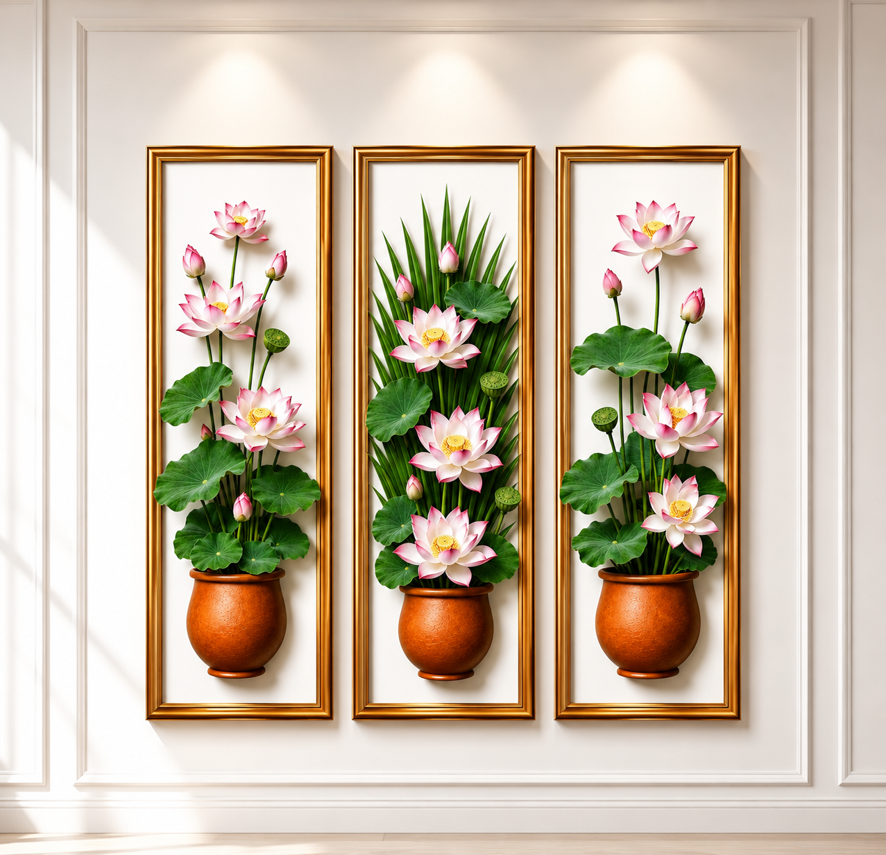 1 HARI KIRIM 3 Pcs Hiasan Dinding Estetik 3D Gambar Bunga ukuran 10x30cm KODE 05 - 11